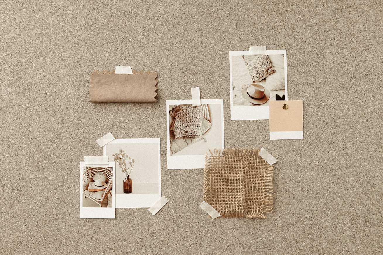 Minimalist and Neutral Photos on Cork Board